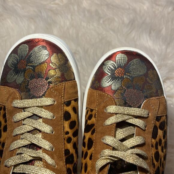 Johnny Was Brown and Gold Sneakers with Floral Design size 8 - Picture 12 of 12